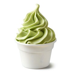 Green Tea Frozen Yogurt on white background

