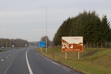 Niederlande, Autobahn A1, Noordoost-Twente, Hinweisschild