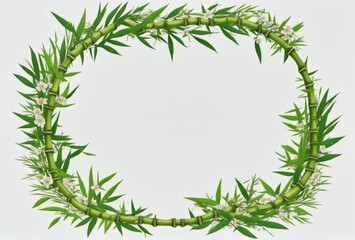 Bamboo Wreath Illustration: Organic Greenery Design, Eco-Friendly Art, Natural Theme