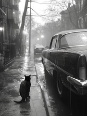 black and white and cat