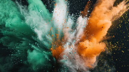 Explosion of Colored Powder. Creating a dynamic, multicolored splash against a black background.