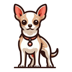 Cute chihuahua dog full body vector illustration, funny adorable pet animal, standing purebred chihuahua doggy flat design template isolated on white background