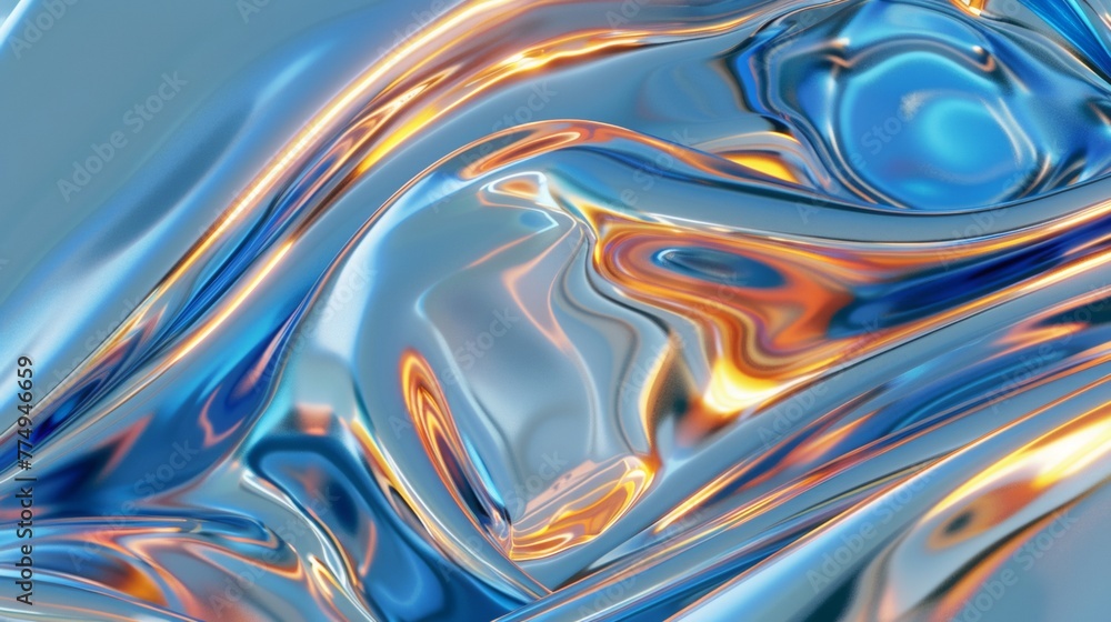 Aufkleber 3d concept shiny liquid flow pattern background, in the style of distorted figuration