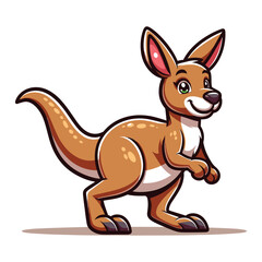 Cute kangaroo full body mascot cartoon character design illustration, funny adorable Australian mammal animal vector template isolated on white background