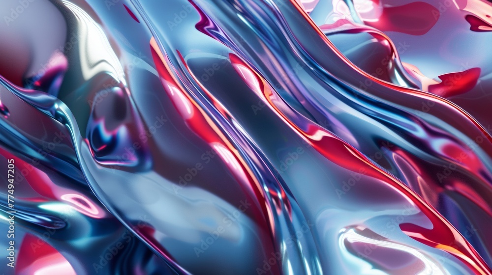 Aufkleber 3d concept shiny liquid flow pattern background, in the style of distorted figuration