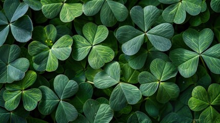 Fototapeta na wymiar Vivid Clover Leaves. St. Patrick's Day Spirit