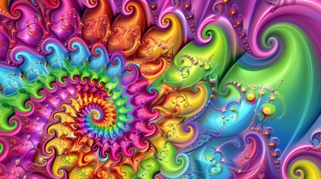 A colorful digital image of a spiral design with swirls and colors, AI