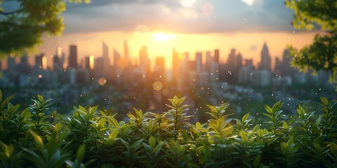 City Transformation: Urban Reforestation Balancing Development and Green Spaces. Concept Urban Development, Reforestation Projects, Green Spaces, Sustainable Cities, Environmental Conservation