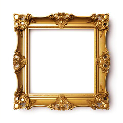 GOLD COLOR FRAME on isolated white background сreated with Generative Ai