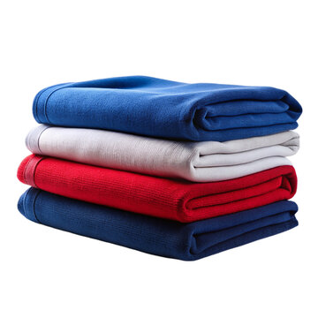 A stack of patriotic towels in red, white, and blue colors, Isolated on transparent background