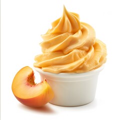 Peach Frozen Yogurt on white background