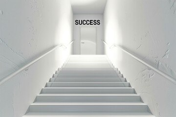 A staircase to success with text success