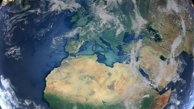 Realistic Earth Zoom In Clouds with Alpha Channel and Borderline Portugal