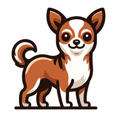 Fototapeta premium Cute chihuahua dog full body flat design illustration, standing purebred chihuahua doggy, funny adorable pet animal vector template isolated on white background