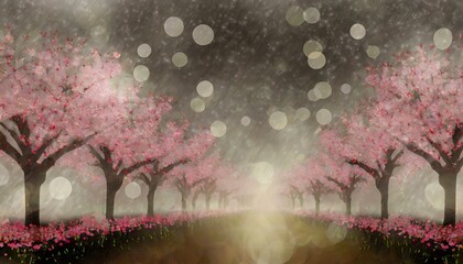 桜、春の背景イラスト	