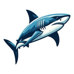Wild great white shark vector illustration, marine predator animal element illustration, swimming angry toothy shark design template isolated on white background