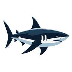 Obraz premium Wild great white shark design illustration, marine predator animal element illustration, swimming angry toothy shark vector template isolated on white background