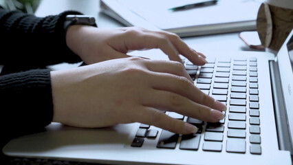 hands on keyboard, Laptop typing
