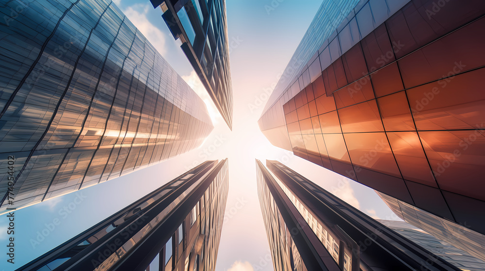 Poster abstract modern architecture low wide angle view
