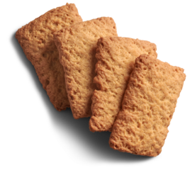 baby rusks or biscuits isolated white background, snack for infants transitioning to solid food with nutrients iron and vitamins, brown hard crunchy texture top view
