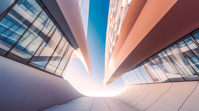 Abstract modern architecture low wide angle view