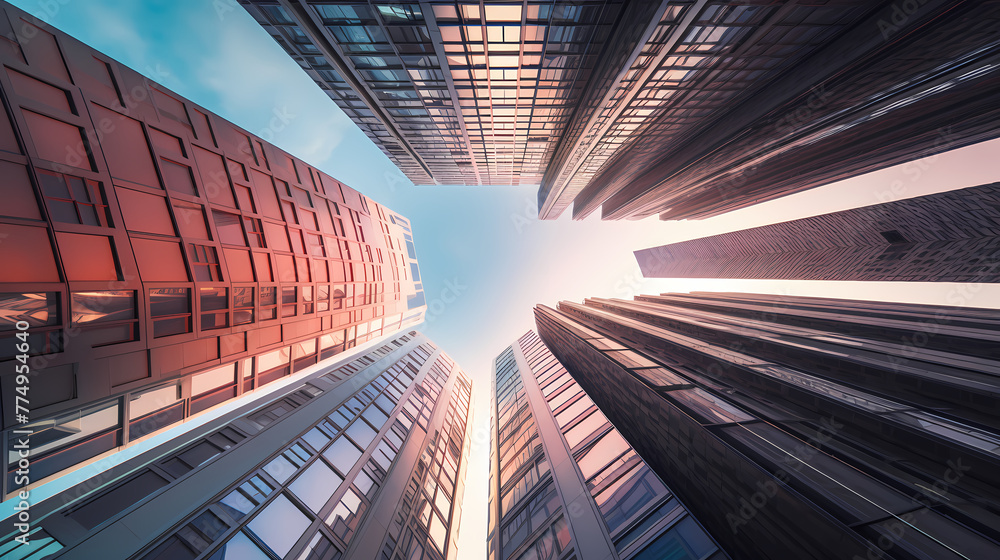 Poster abstract modern architecture low wide angle view