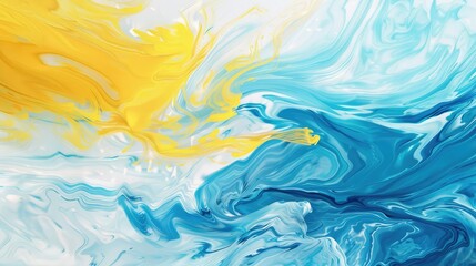 Abstract oil paint, wave ink pattern, colorful banner background, white yellow and blue colors,abstract blue and yellow paint background. Blue and gold liquid texture