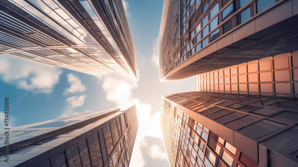 Poster abstract modern architecture low wide angle view
