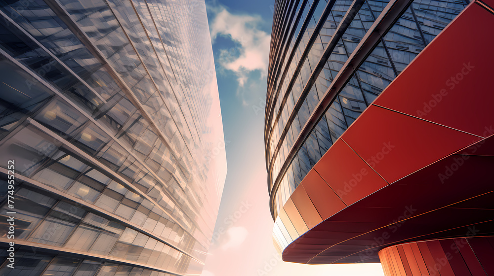 Poster abstract modern architecture low wide angle view