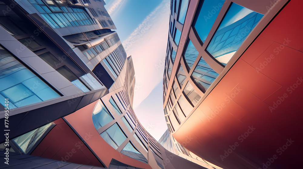 Poster abstract modern architecture low wide angle view