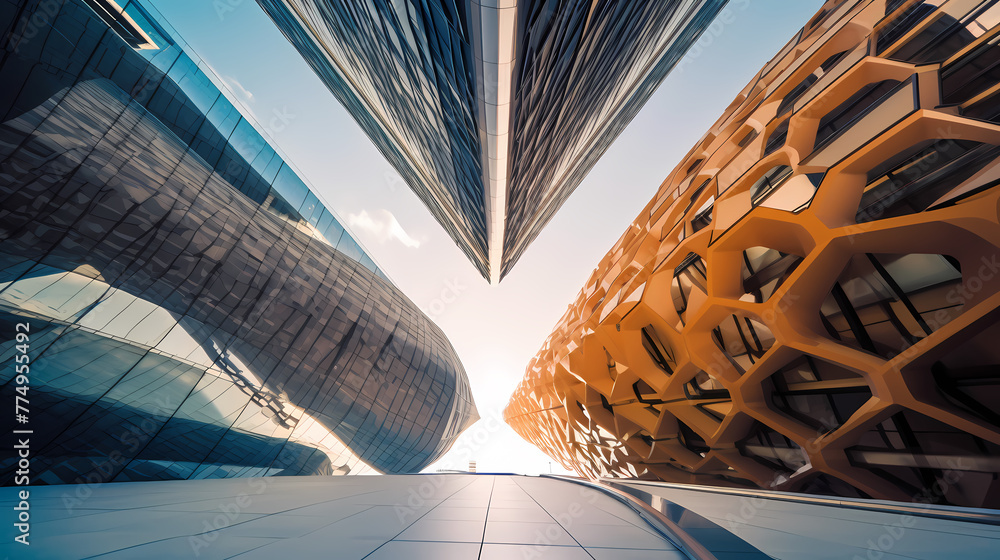 Poster abstract modern architecture low wide angle view