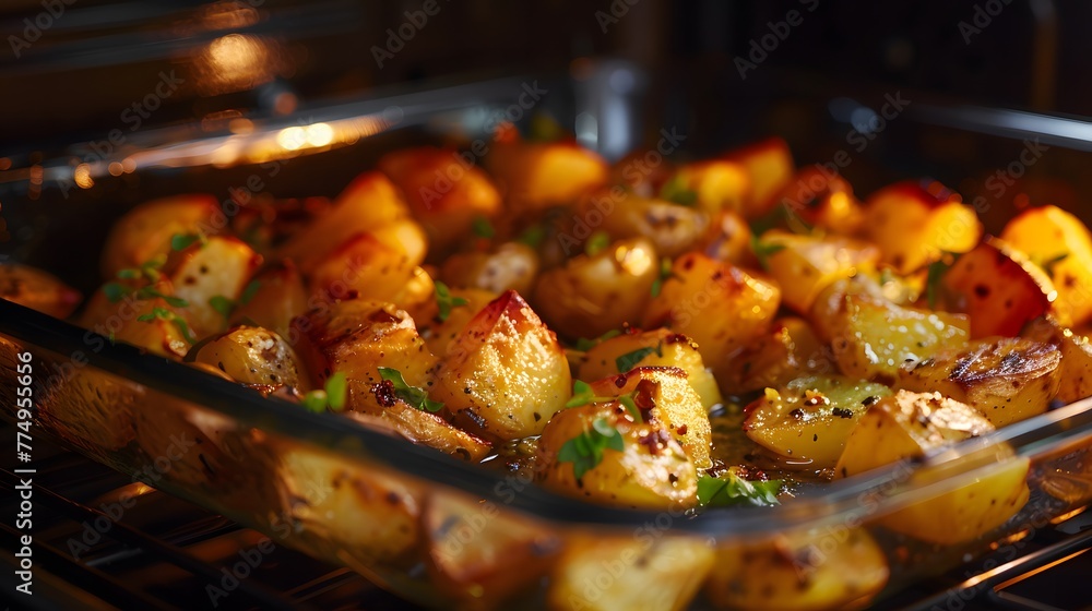 Wall mural roast potatoes in the oven