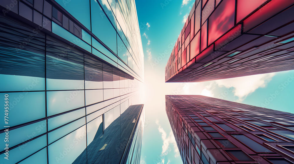 Poster abstract modern architecture low wide angle view