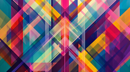 Geometric shapes intersecting in vibrant colors, creating a mesmerizing optical illusion.
