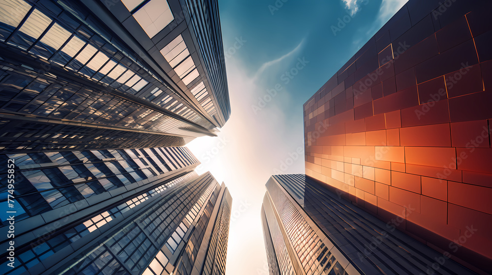 Poster abstract modern architecture low wide angle view