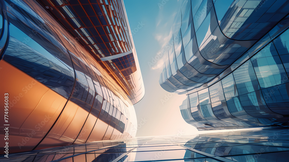 Poster abstract modern architecture low wide angle view