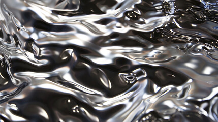 Metallic sheen casting reflections, as if the wall were liquid mercury. - obrazy, fototapety, plakaty