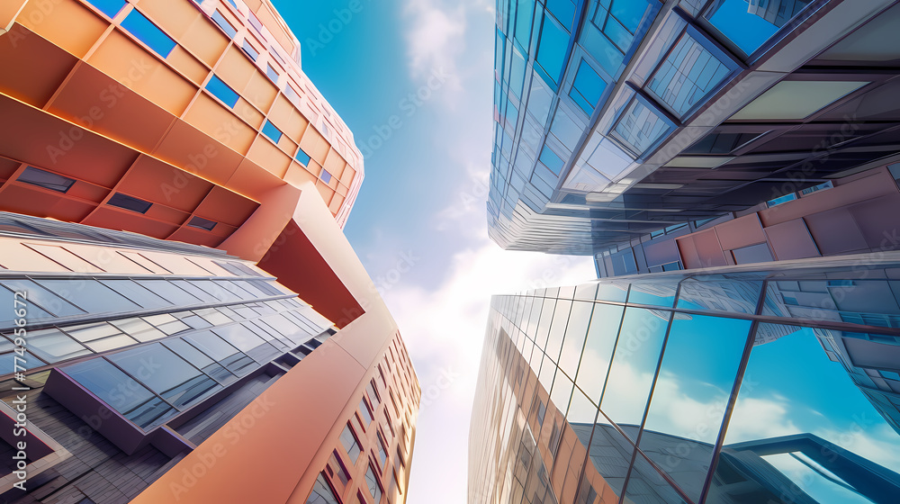 Poster abstract modern architecture low wide angle view