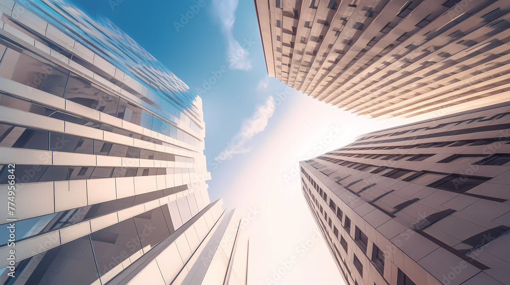 Poster abstract modern architecture low wide angle view