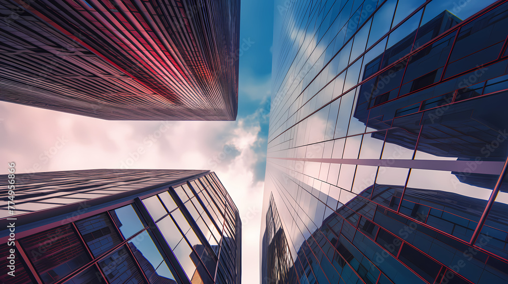 Poster abstract modern architecture low wide angle view