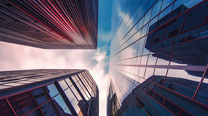 Abstract modern architecture low wide angle view