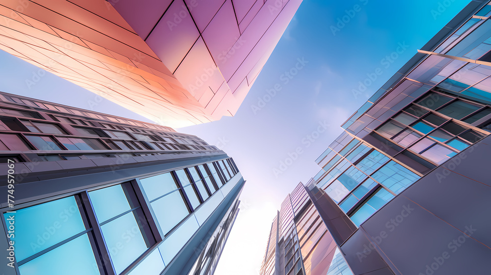Poster abstract modern architecture low wide angle view
