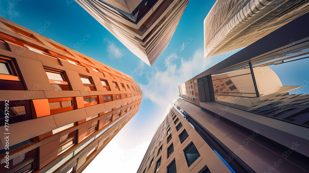 Poster abstract modern architecture low wide angle view