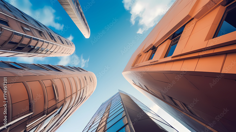 Poster abstract modern architecture low wide angle view