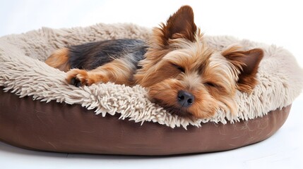 Yorkshire Terrier sleeping in a Fluffy Bed