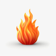 Small fire flame similar to emoji, 4K, with white background сreated with Generative Ai