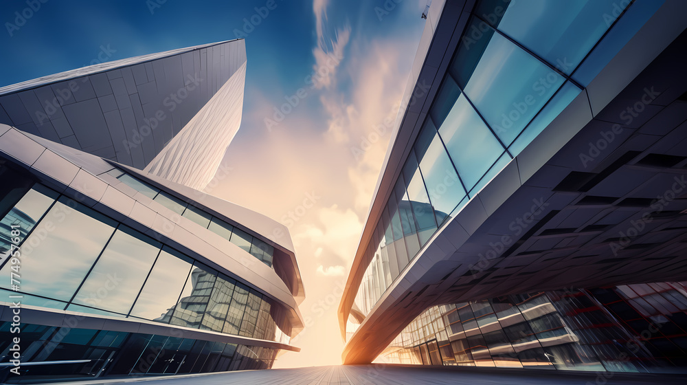 Poster abstract modern architecture low wide angle view