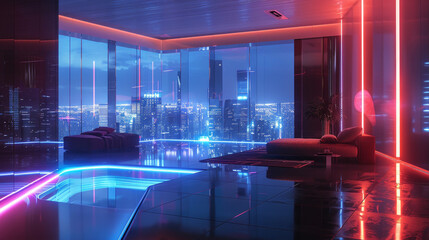 Una ambiente  digitale che brilla con un design  avanzato ,  rendering 3d olografico