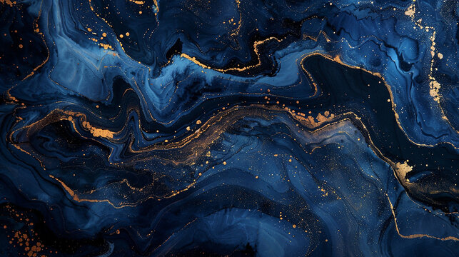 Veins of shimmering gold weaving through a tapestry of midnight blues.