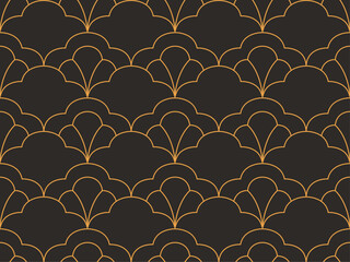 Abstract floral seamless pattern. Vector art deco texture. Geometric minimalist background. - 774958201